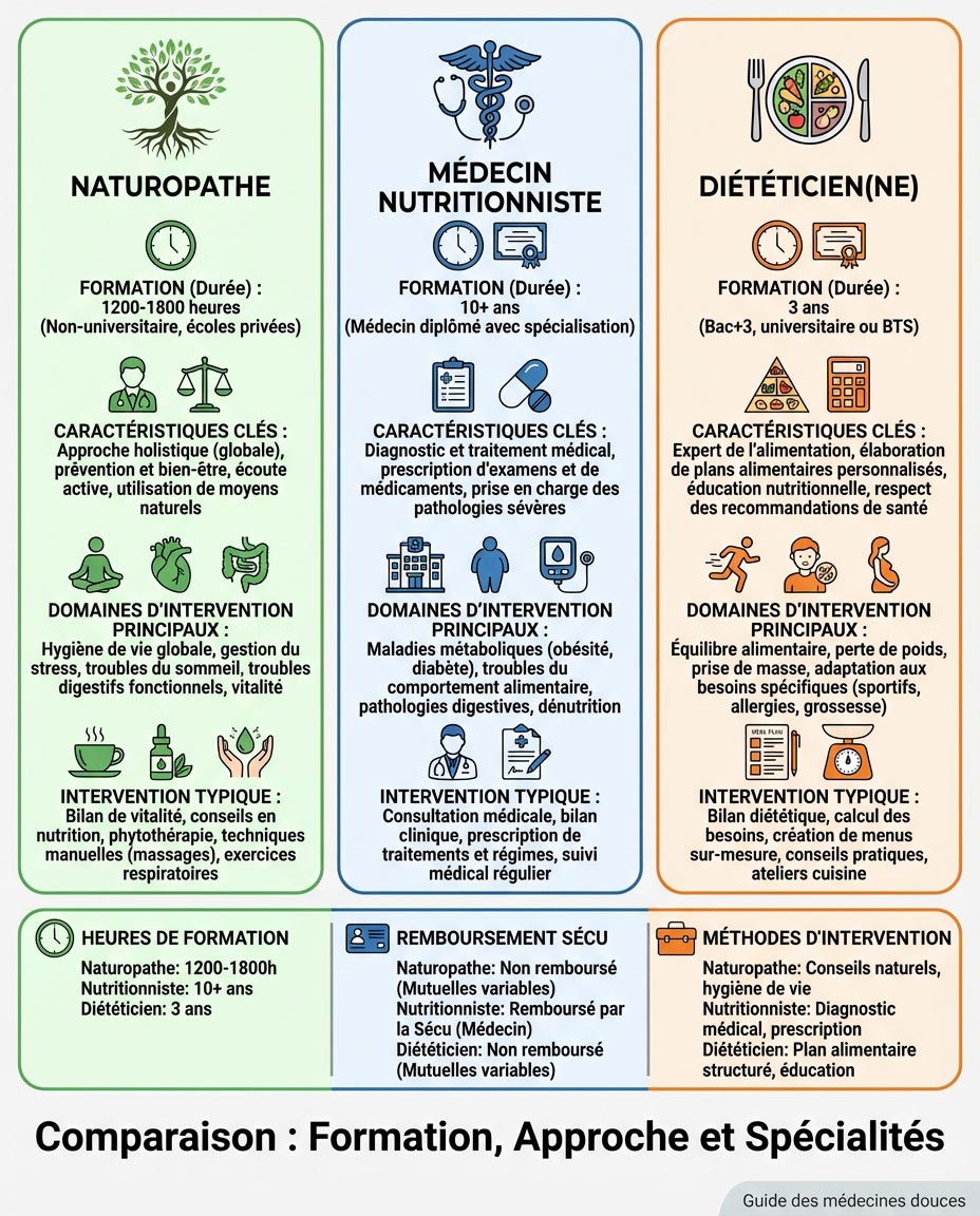 Comparaison : formations, approches, spécialités