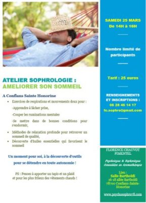 Atelier de sophrologie : Améliorer son sommeil dans le 78700 Conflans-Sainte-Honorine