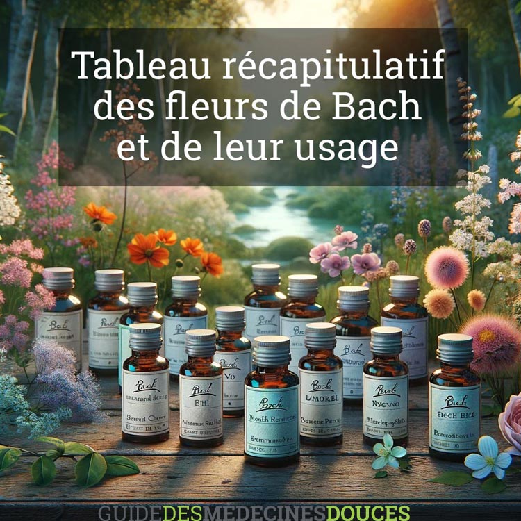 Tableau récapitulatif des fleurs de Bach et de leur usage